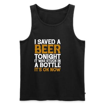 I saved a beer tonight, it was stuck in a bottle 2 - Men's Premium Organic Tank Top - black - Front - AI Model Male 178 light (178cm)