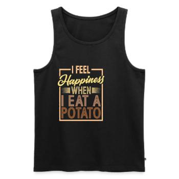 Je ressens du bonheur quand je mange une pomme de terre 2 - Débardeur bio Premium Homme - noir - Devant - Michal (187cm)
