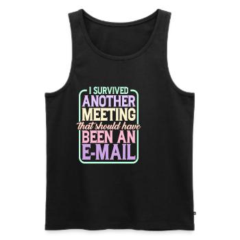 I Survived Another Meeting 24 - Men's Premium Organic Tank Top - black - Front - AI Model Male 178 light (178cm)