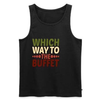 Which Way To The Buffet 19 - Männer Premium Bio Tank Top - Schwarz - Vorne - AI Model Male 178 light (178cm)