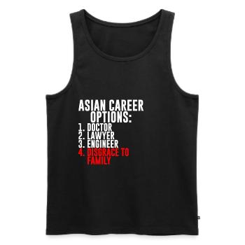 Options de carrière asiatiques, Docteur, Honte pour la famille - Débardeur bio Premium Homme - noir - Devant - AI Model Male 178 light (178cm)