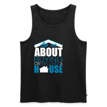Posez-moi des questions sur l’achat ou la vente d’une maison 4 - Débardeur bio Premium Homme - noir - Devant - AI Model Male 178 light (178cm)