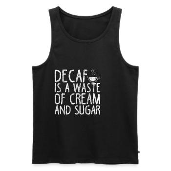 Le décaféiné est un gaspillage de crème et de sucre 3 - Débardeur bio Premium Homme - noir - Devant - AI Model Male 178 light (178cm)