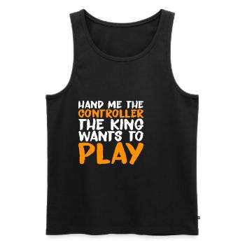 Hand Me The Controller, The King Wants To Play - Männer Premium Bio Tank Top - Schwarz - Vorne - Michal (187cm)