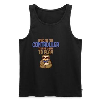 Hand Me The Controller, The King Wants To Play 2 - Männer Premium Bio Tank Top - Schwarz - Vorne - Michal (187cm)