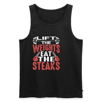Lift The Weights, Eat The Steaks 7 - Men's Premium Organic Tank Top - black - Front - AI Model Male 178 light (178cm)