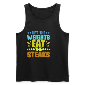 Lift The Weights, Eat The Steaks 8 - Men's Premium Organic Tank Top - black - Front - AI Model Male 178 light (178cm)