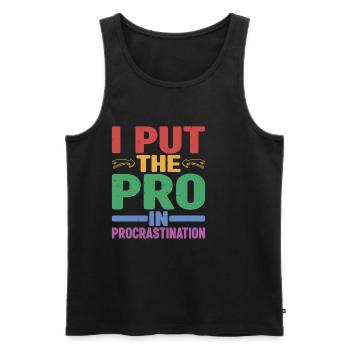 Je mets le pro dans la procrastination 12 - Débardeur bio Premium Homme - noir - Devant - AI Model Male 178 light (178cm)