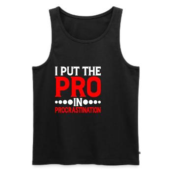 Je mets le pro dans la procrastination 13 - Débardeur bio Premium Homme - noir - Devant - AI Model Male 178 light (178cm)