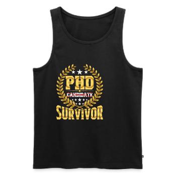 Phd Candidate Survivor 8 - Men's Premium Organic Tank Top - black - Front - AI Model Male 178 light (178cm)