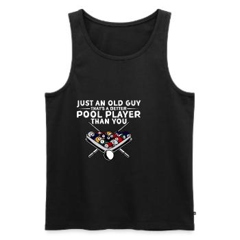 Un vieil homme qui est un meilleur joueur de billard que toi 4 - Débardeur bio Premium Homme - noir - Devant - Michal (187cm)