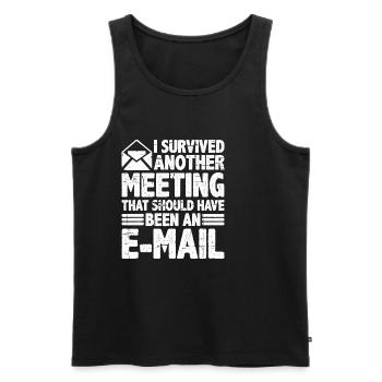 I Survived Another Meeting 28 - Men's Premium Organic Tank Top - black - Front - AI Model Male 178 light (178cm)