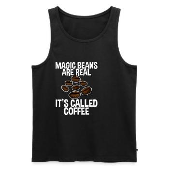 Magic Beans Are Real, It's Called Coffee 2 - Men's Premium Organic Tank Top - black - Front - AI Model Male 178 light (178cm)