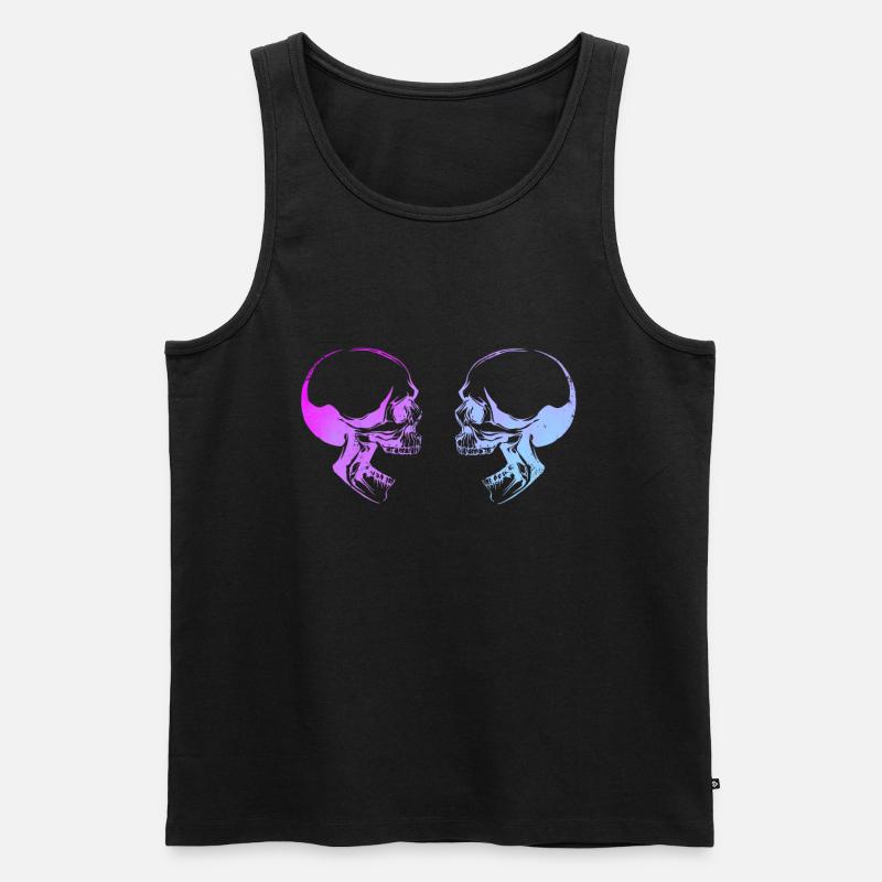 Doppelte Schädelkunst - Männer Premium Bio Tank Top - Schwarz