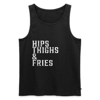 Hips Thighs And Fries 3 - Men's Premium Organic Tank Top - black - Front - Michal (187cm)