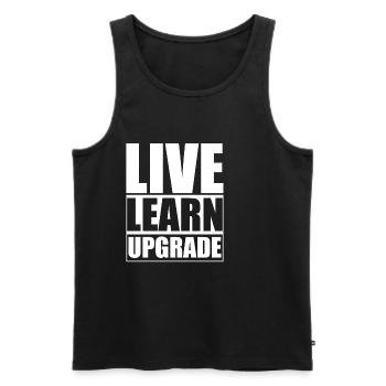 Live Learn Upgrade - Men's Premium Organic Tank Top - black - Front - AI Model Male 178 light (178cm)