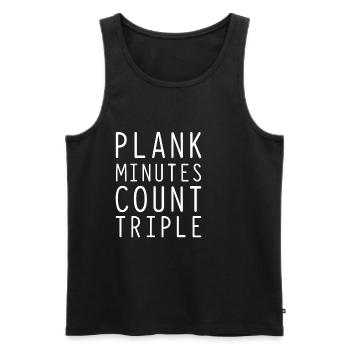 Plank Minutes Count Triple - Men's Premium Organic Tank Top - black - Front - AI Model Male 178 light (178cm)