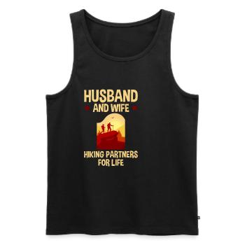 Mari et femme Partenaires de randonnée pour la vie 4 - Débardeur bio Premium Homme - noir - Devant - Michal (187cm)