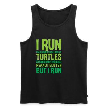 Je cours, je suis plus lent que Herd Of Turtles 2 - Débardeur bio Premium Homme - noir - Devant - Michal (187cm)