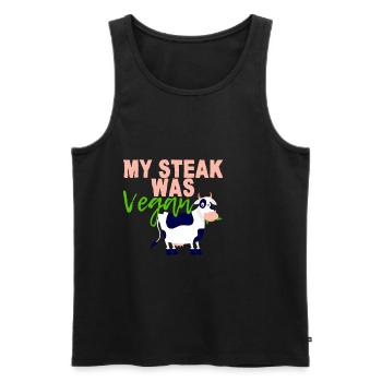 My Steak Was Vegan 4 - Männer Premium Bio Tank Top - Schwarz - Vorne - AI Model Male 178 light (178cm)