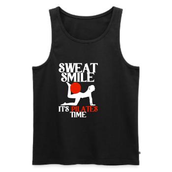 Sweat Smile It’s Pilates Time 2 - Débardeur bio Premium Homme - noir - Devant - Michal (187cm)