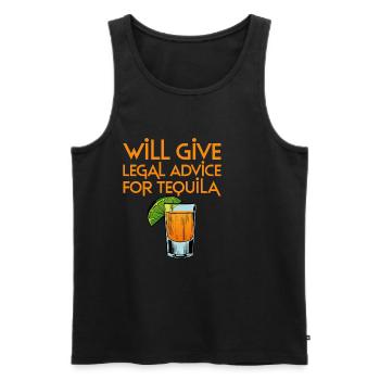 Will Give Legal Advice For Tequila 2 - Men's Premium Organic Tank Top - black - Front - AI Model Male 178 light (178cm)