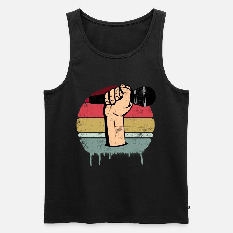 Mikrofon Retro - Männer Premium Bio Tank Top - Schwarz