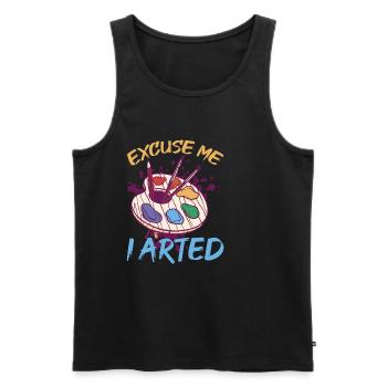Excuse Me I Arted 8 - Männer Premium Bio Tank Top - Schwarz - Vorne - AI Model Male 178 light (178cm)