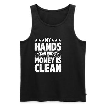 My Hands Are Dirty, My Money Is Clean 16 - Men's Premium Organic Tank Top - black - Front - Michal (187cm)