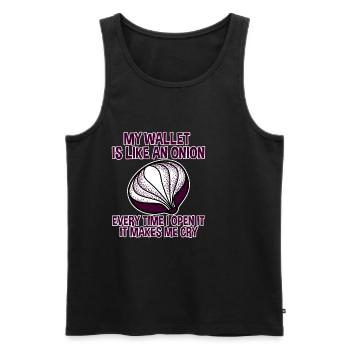 My Wallet Is Like An Onion 2 - Männer Premium Bio Tank Top - Schwarz - Vorne - AI Model Male 178 light (178cm)