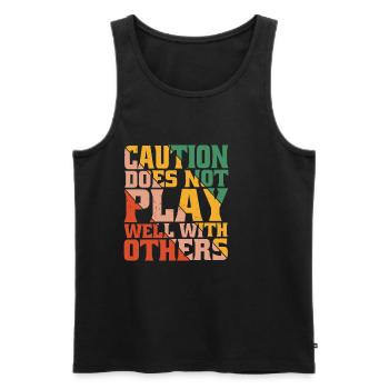 Caution Does Not Play Well With Others 50 - Männer Premium Bio Tank Top - Schwarz - Vorne - AI Model Male 178 light (178cm)