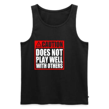Caution Does Not Play Well With Others 51 - Männer Premium Bio Tank Top - Schwarz - Vorne - AI Model Male 178 light (178cm)