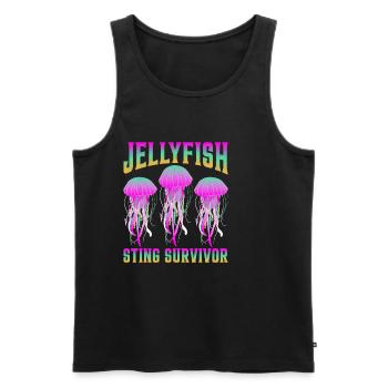 Jellyfish Sting Survivor 6 - Männer Premium Bio Tank Top - Schwarz - Vorne - AI Model Male 178 light (178cm)