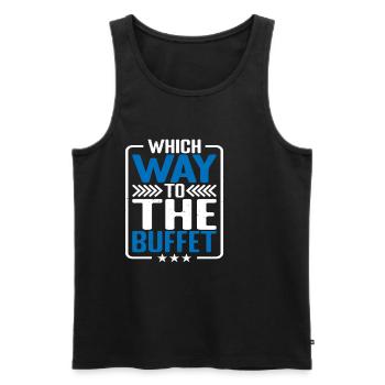Which Way To The Buffet 23 - Männer Premium Bio Tank Top - Schwarz - Vorne - AI Model Male 178 light (178cm)
