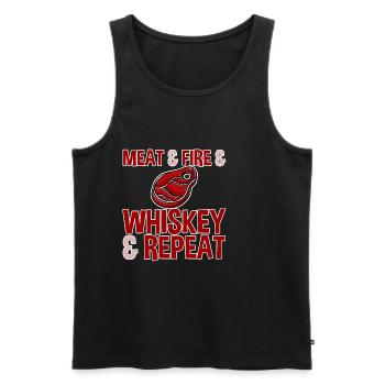 Meat And Fire And Whiskey And Repeat 2 - Men's Premium Organic Tank Top - black - Front - AI Model Male 178 light (178cm)