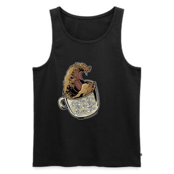 May Your Coffee Kick In Before Reality Does 49 - Men's Premium Organic Tank Top - black - Front - Michal (187cm)