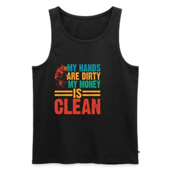 My Hands Are Dirty, My Money Is Clean 21 - Men's Premium Organic Tank Top - black - Front - Michal (187cm)
