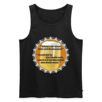 KRONKORKEN BIERDECKEL SPRUCH BODENSEE - Männer Premium Bio Tank Top - Schwarz - Vorne - Michal (187cm)