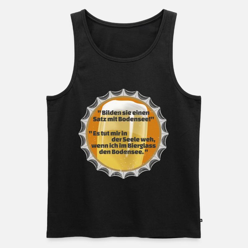 KRONKORKEN BIERDECKEL SPRUCH BODENSEE - Männer Premium Bio Tank Top - Schwarz