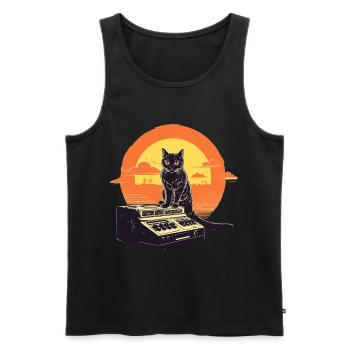 Cat Synthesizer Katze Retro Vintage Studio Gear - Männer Premium Bio Tank Top - Schwarz - Vorne - AI Model Male 178 light (178cm)