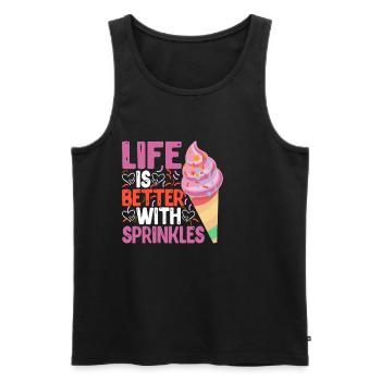 La vie est meilleure avec Sprinkles 17 - Débardeur bio Premium Homme - noir - Devant - Michal (187cm)