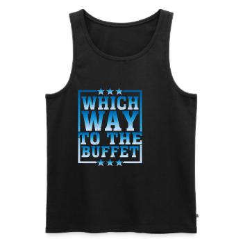 Which Way To The Buffet 27 - Männer Premium Bio Tank Top - Schwarz - Vorne - AI Model Male 178 light (178cm)