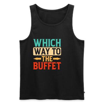 Which Way To The Buffet 28 - Männer Premium Bio Tank Top - Schwarz - Vorne - AI Model Male 178 light (178cm)