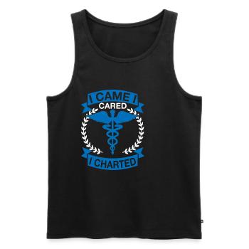 I Came I Cared I Charted - Men's Premium Organic Tank Top - black - Front - AI Model Male 178 light (178cm)