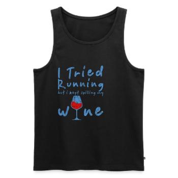 I Tried Running But I Kept Spilling My Wine 3 - Men's Premium Organic Tank Top - black - Front - Michal (187cm)