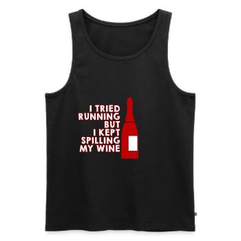 I Tried Running But I Kept Spilling My Wine 4 - Men's Premium Organic Tank Top - black - Front - Michal (187cm)