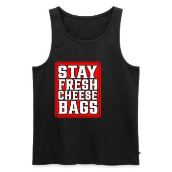Stay Fresh Cheese Bags 46 - Men's Premium Organic Tank Top - black - Front - AI Model Male 178 light (178cm)