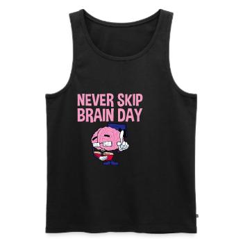 Never Skip Brain Day 2 - Men's Premium Organic Tank Top - black - Front - AI Model Male 178 light (178cm)