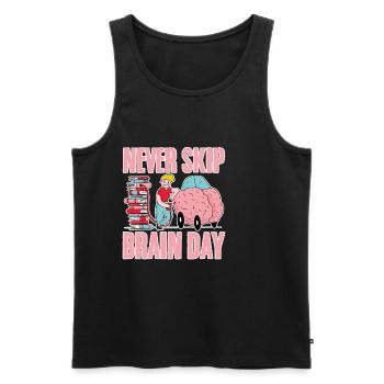 Never Skip Brain Day 4 - Men's Premium Organic Tank Top - black - Front - AI Model Male 178 light (178cm)