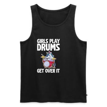 Girls Play Drums, Get Over It 2 - Men's Premium Organic Tank Top - black - Front - Michal (187cm)